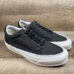 VANS Vault OG Old Skool LX Raw Edge Black Denim Canvas Womens 8.5 Mens 7 NEW